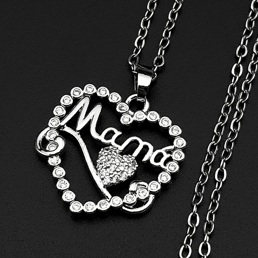Mama Herz Kristallkette Edelstahl Goldfarben Liebe Mama Muttertag Elegante Tägliche Halskette Schmuck Geschenk für Frauen – Detail 4