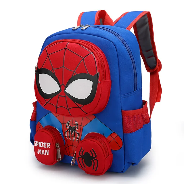 1Pc Mesuca 3D Little Spider Kids Backpack, Cartoon Supes Kindergarten School Bag, Boys Light‑Weight Oxford Cloth Shoulder Bookbag With Small Coin Pouches, Children Daily Travel Backpack Gift 4