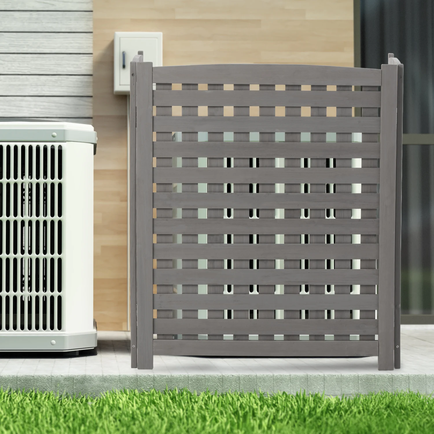 Air Conditioner Fence Screen Outside, Cedar Privacy Fence 3 Panels to Hide AC & Trash Enclosure, 32