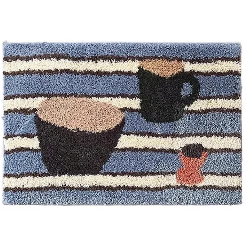 VIKAMA Line Striped Bedside Carpet Abstract Anti Slip Soft Floor Mat Bedroom Living Room Indoor Home Decoration