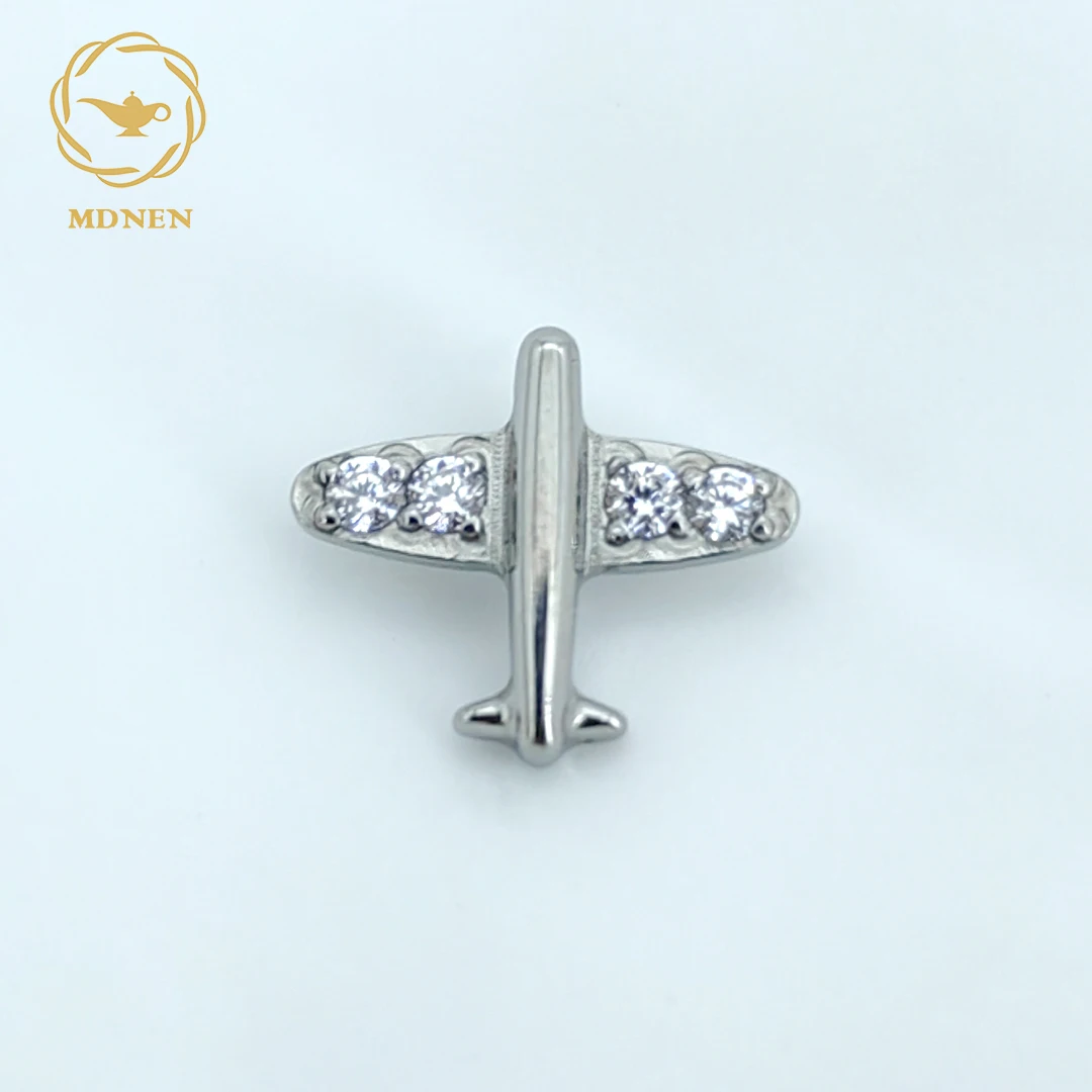 

MDNEN ASTM F136 Titanium 16G Sparkling CZ Curved Aeroplane Internally Threaded Top for Labret Body Piercing Bases Jewelry