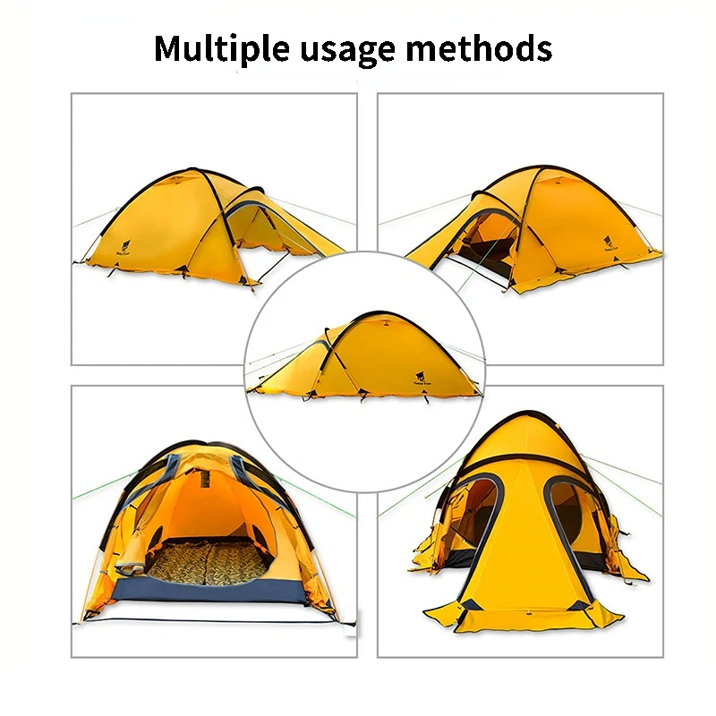 2Persons 4Seasons 20D Silicon Coated Tent Aluminum Rod Outdoor Camping 1Hall 1Room Rainproof with Snow Skirt Hiking Cycling Tour