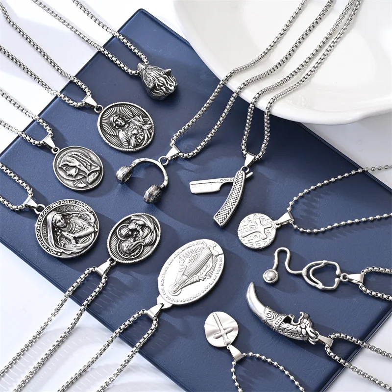 جديد اليونانية القديمة عملة العذراء القديمة العصرية الفولاذ المقاوم للصدأ قلادة قلادة بالجملة