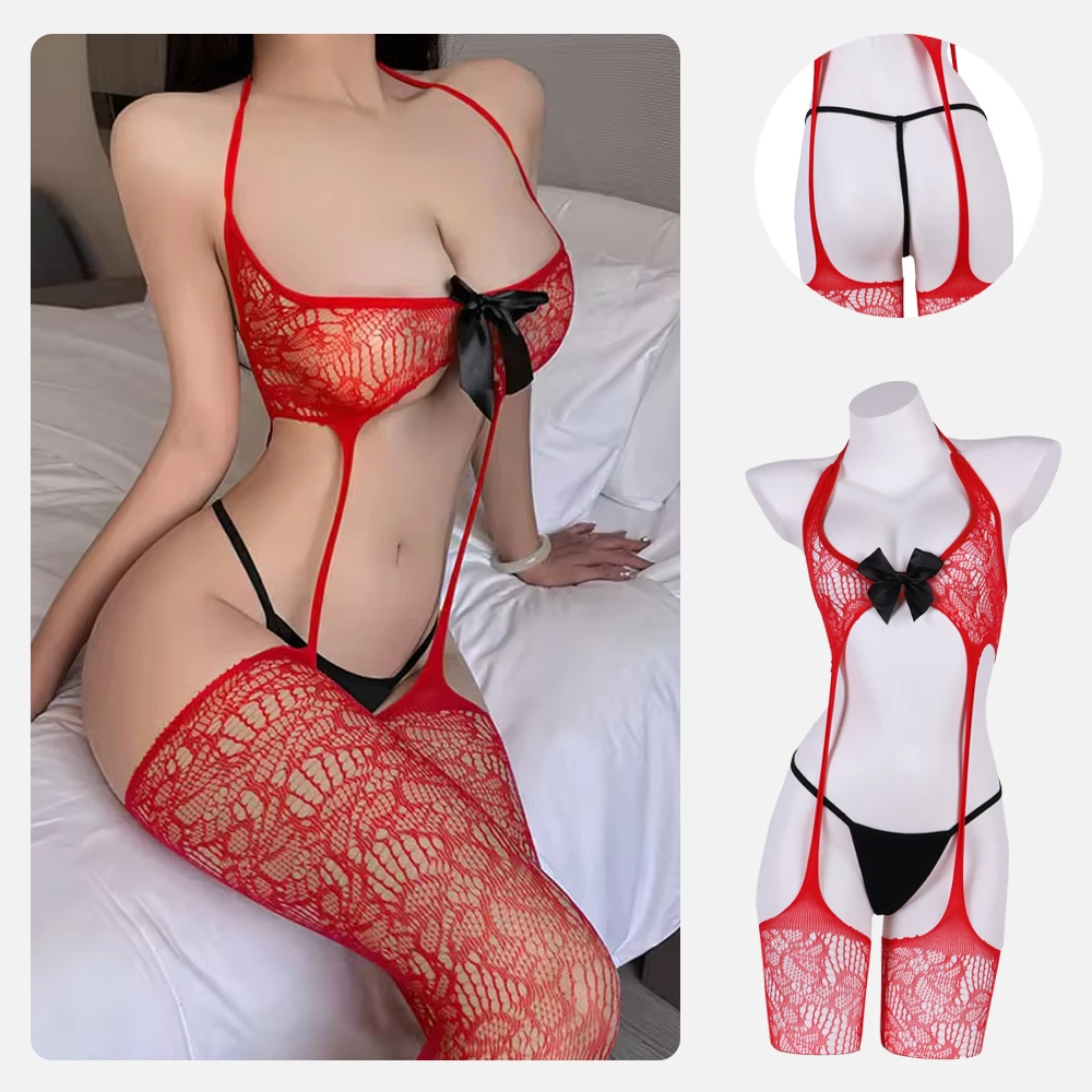 

Горячие сексуальные чулки с вырезами для женщин, сексуальное женское белье, трендовое боди в сеточку, кружевное нижнее белье, эротические чулки с подвязками, новинка