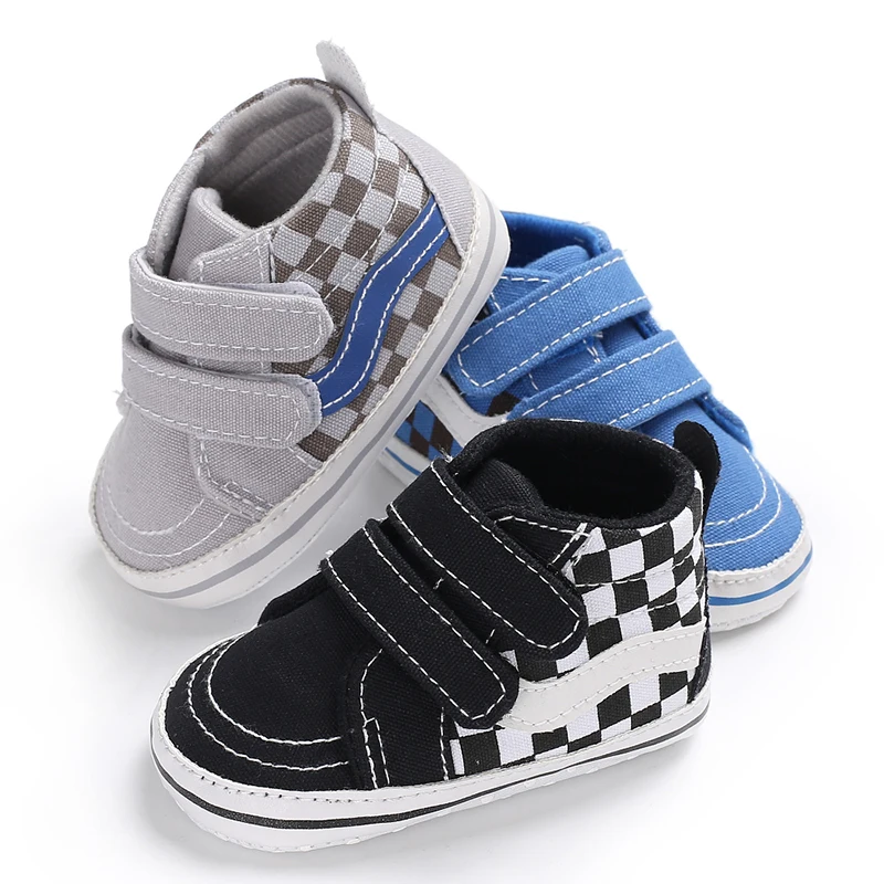 Baby Boy Shoes Checkerboard Print Casual Canvas Soft Sole Newborn Walker Crib Shoe Unisex