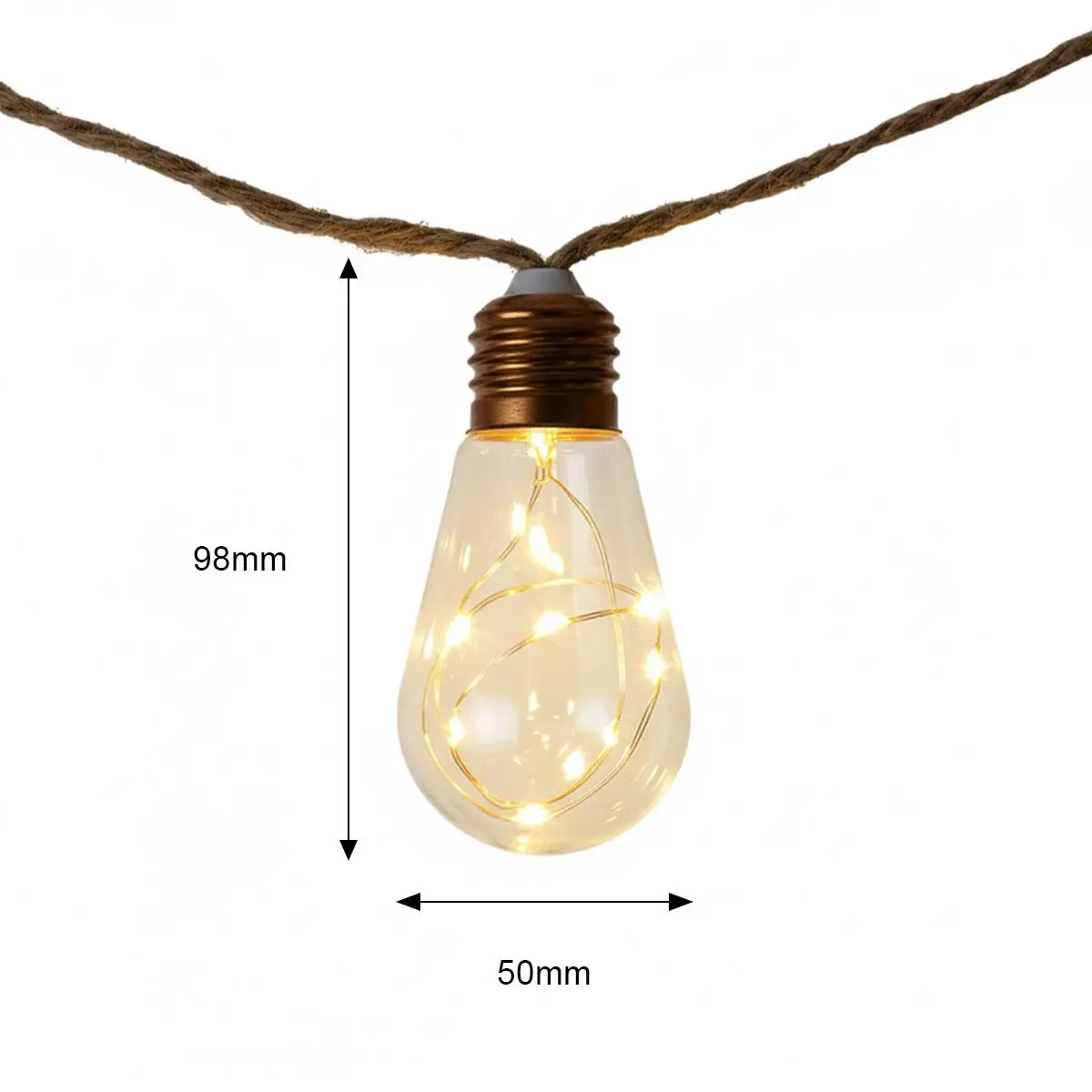 8M Solar String Lights 16 Led Bulb Colorful Fairy Lamp Backyard Party Christmas Waterproof Outdoor Vintage Rope Hemp Copper Wire