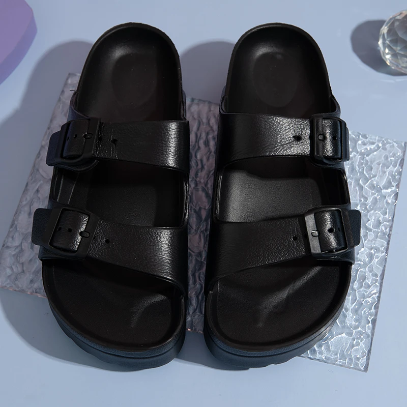 Women's Thick-Heeled Sandals Adjustable Double Straps Lightweight Multi-Color Casual Home Outdoor Wear Slip-On Slippers