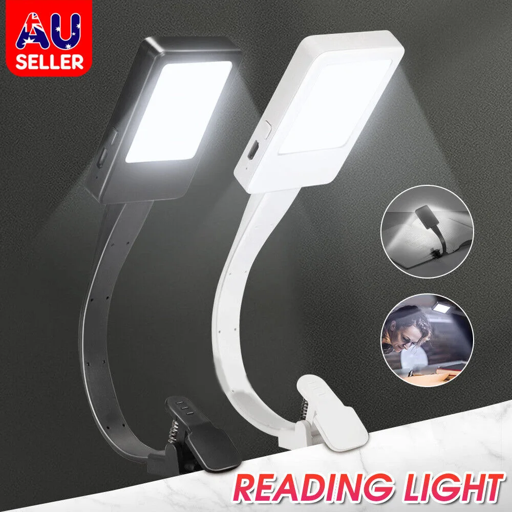 Mini USB Rechargeable Book Light LED Reading Lamp with 3-Level Brightness Flexible Portable Easy Clip On Bed Table Night Light