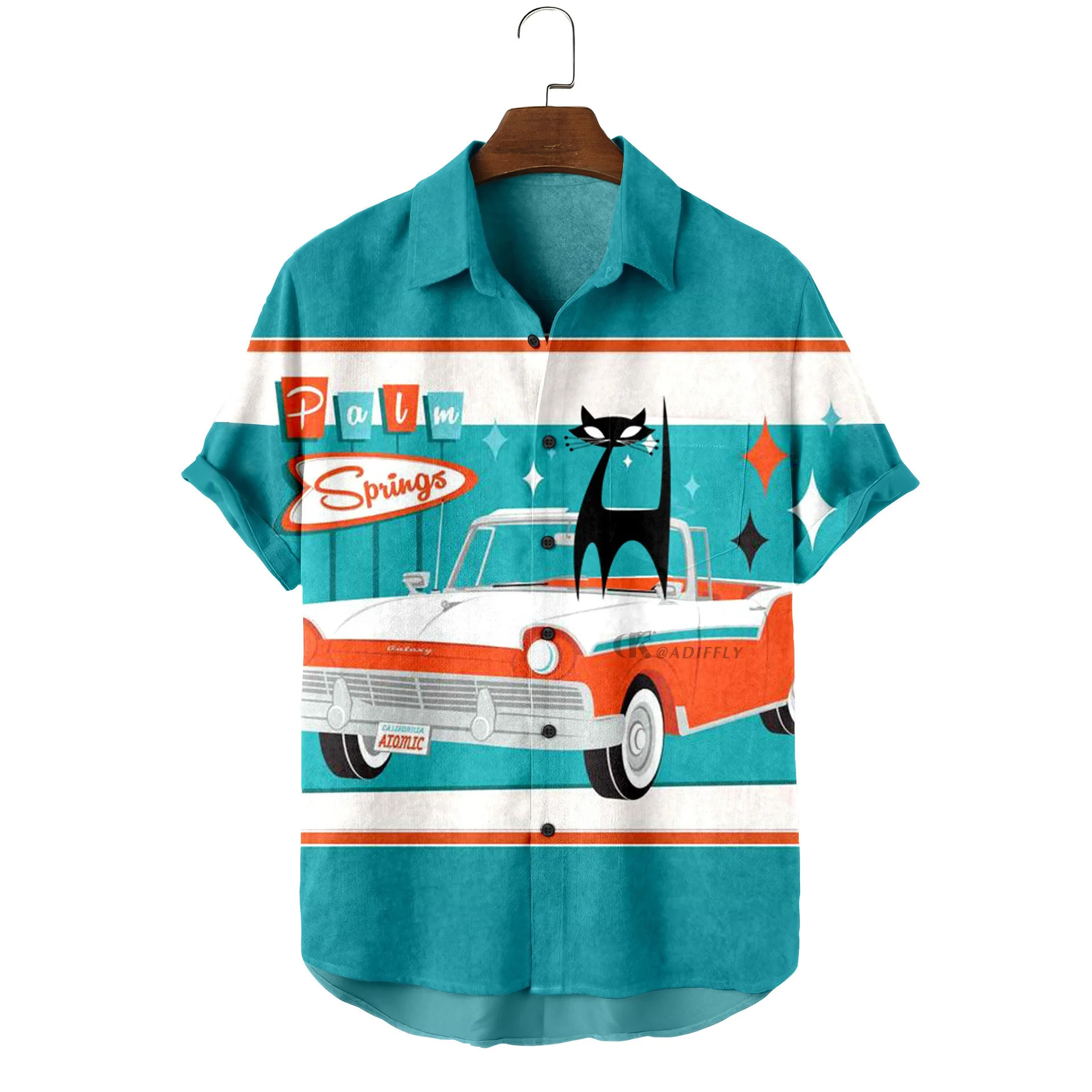 Fashionable Breathable Shirt 2026 Summer Color Printed Casual Collar Short Sleeve Hawaiian Vacation Flower Men's Fashion Top