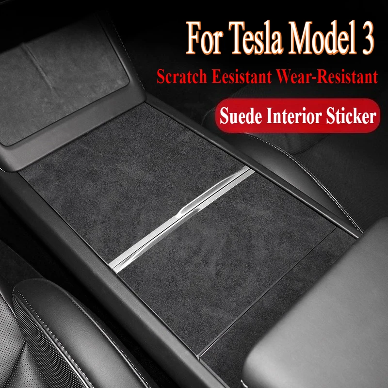 For Tesla Model 3 2023-2025 Central Control Shift Gear Panel Suede Sticker Car Interior Decoration Modification Accessories