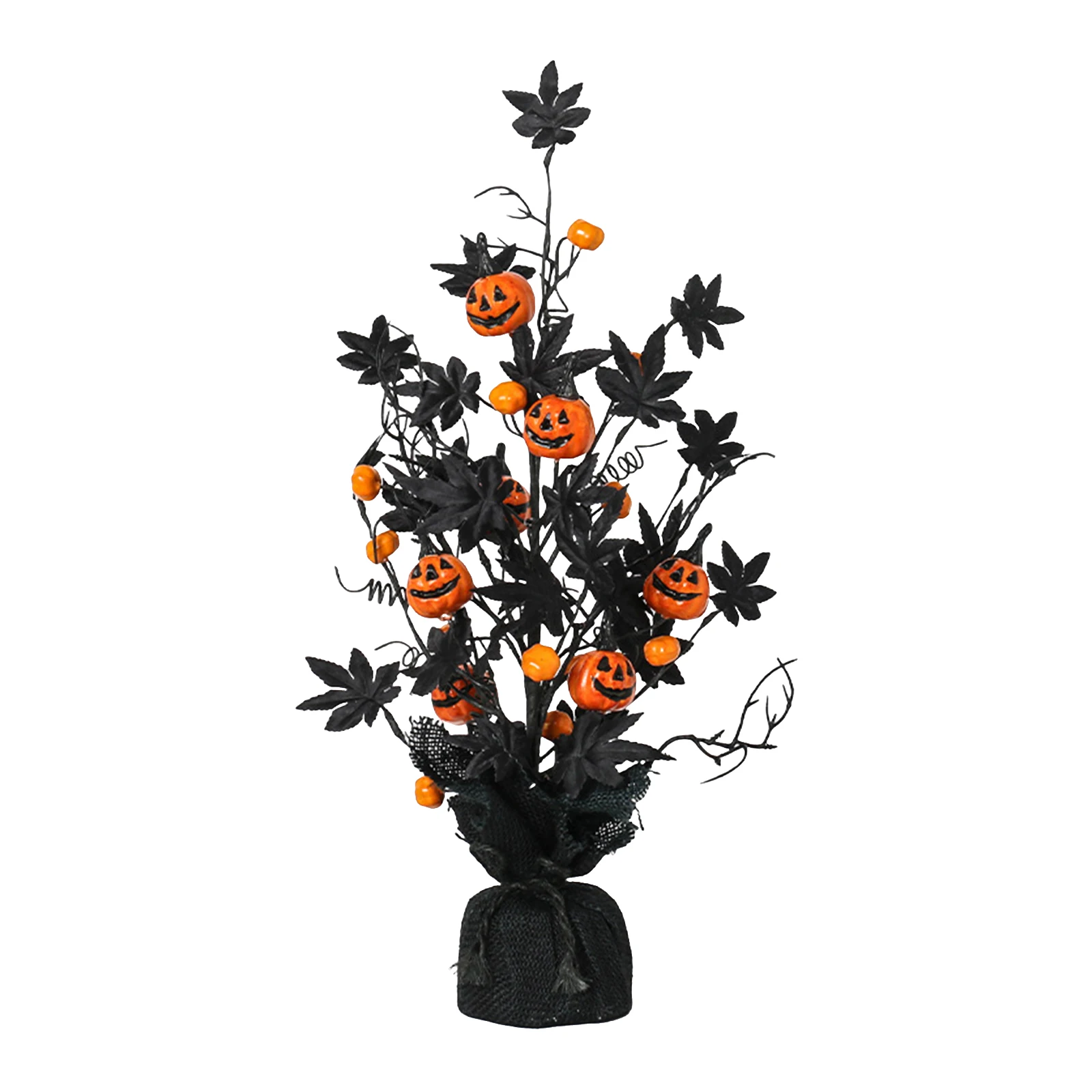 

Play Mat Halloween Decorations Indoor Small Tree Branches With Pumpkin Maple Leaf Bat Tabletop Centerpieces Decor For Home