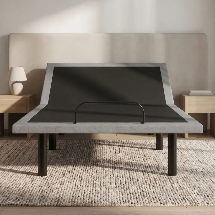 OS4 Black and Grey Queen Adjustable Bed Base With Head and Foot Position Adjustments Mattress Support