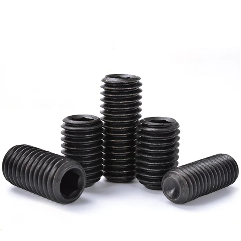 10-100pcs M3 M4 M5 M6 M8 M10 Black Hex Hexagon Socket Screws Grade 12.9 Carbon Steel Allen Cup Point Grub Screw Set Bolt DIN916