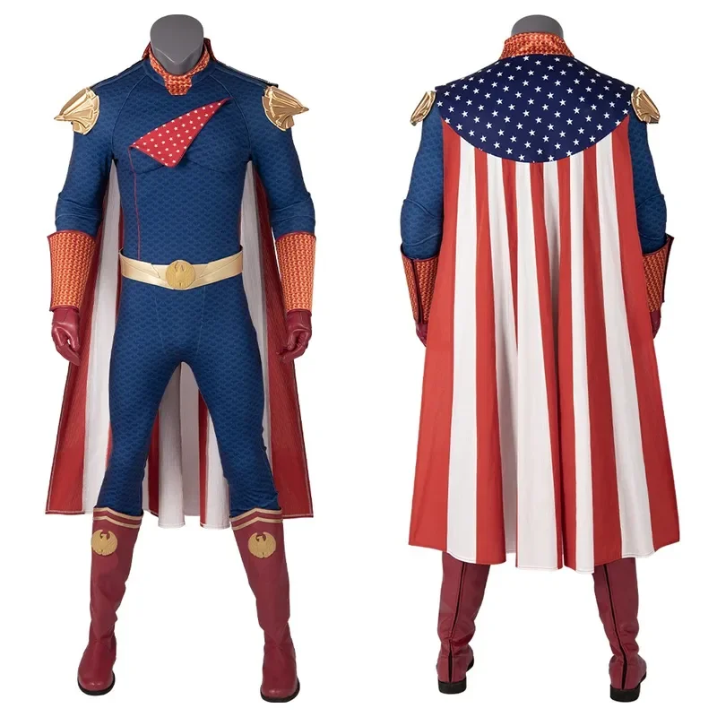 

FC6The Boys Homelander Cosplay Costume Zentai Suit Jumpsuit Cloak Belt Outfit Full Set and Individual Items Are Sold Custom@FC8！