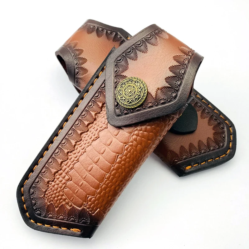 Top Layer Cow Leather Folding Knife Sheath Cover Small Pliers Tools Scabbard Swiss Army Knives Cowhide Cover Storage Bag