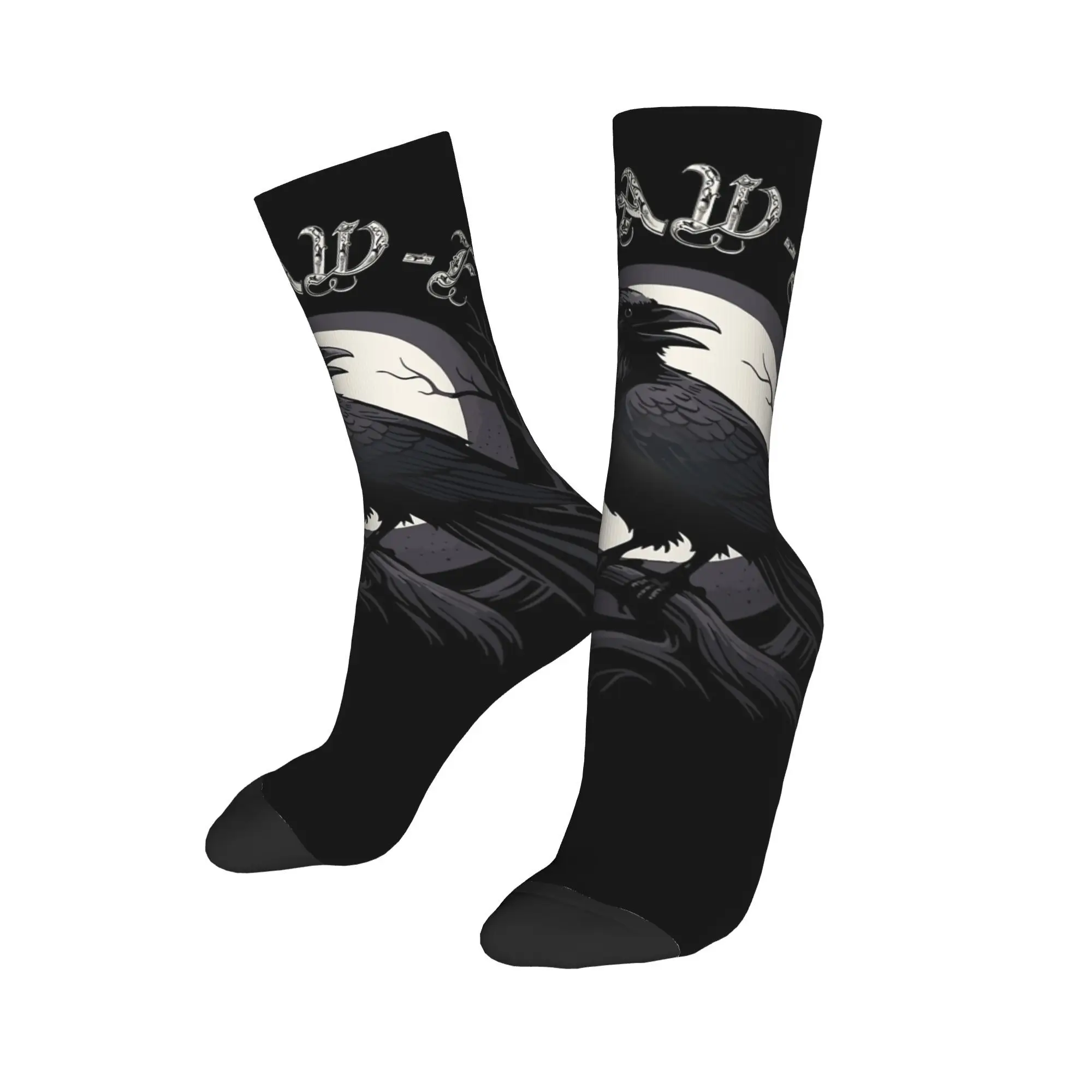 Winter Warm Harajuku Women Men Black Crow F Caw F Socks F-Caw-F Bird Non-slip Basketball Socks