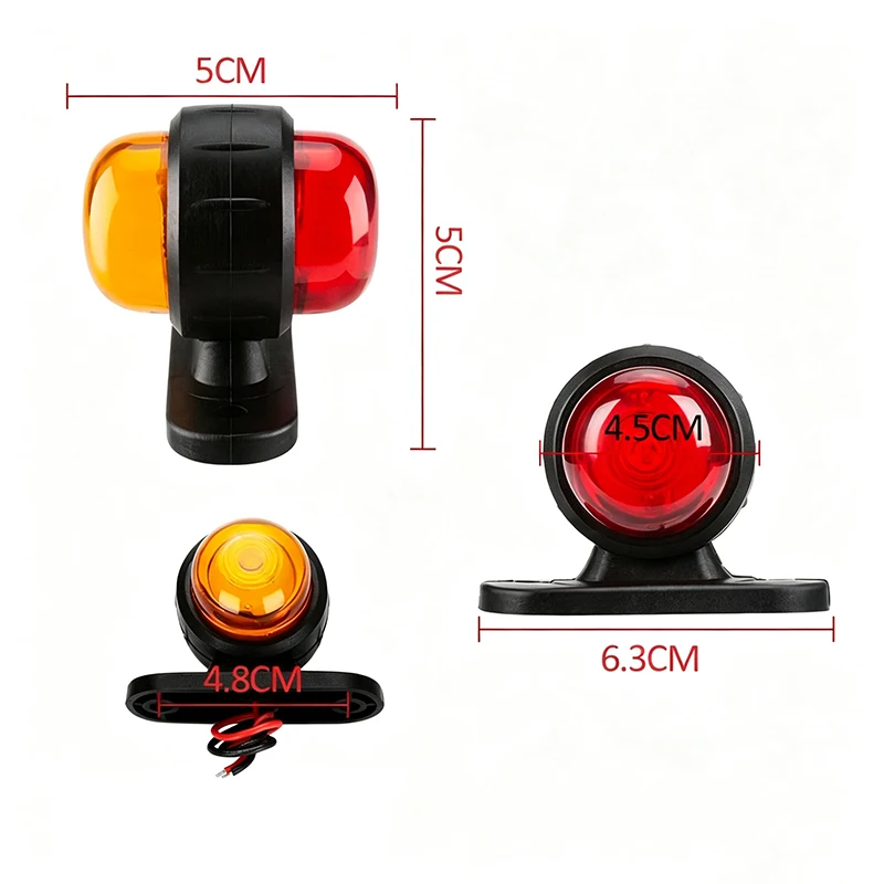 2P LED Stern Navigation Light Side Marker Light External 12V 24V Mini Durable Trailer Truck Universal Safety Turn Signal Warning