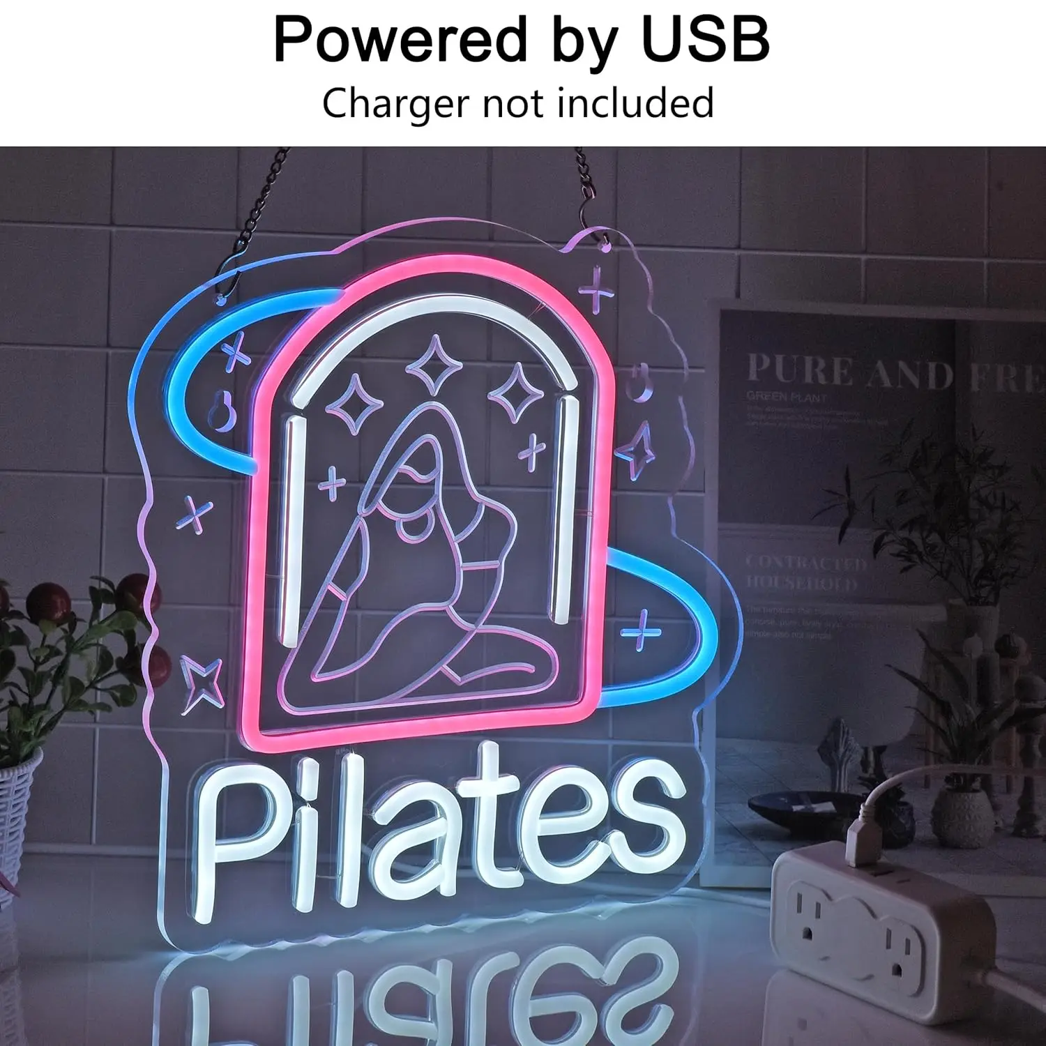 بيلاتيس النيون LED أضواء النيون لعافية استوديو اللياقة البدنية مركز رياضة اليوغا بيلاتيس الفضاء المنزل جدار ديكور فني USB عكس الضوء