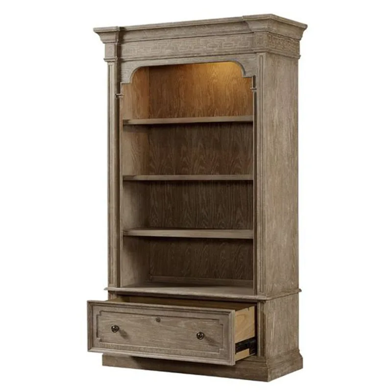 

Американский многоярусный книжный шкаф из массива дерева в стиле лайт-люкс для гостиной и спальни, напольный, ретро, для хранения книг