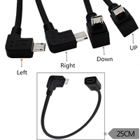 USB 3.1 Type C Female To Micro USB 2.0 Micro Male(Left Right Up Down Angle) Data Sync Power Supply Cable Cord 0.25m