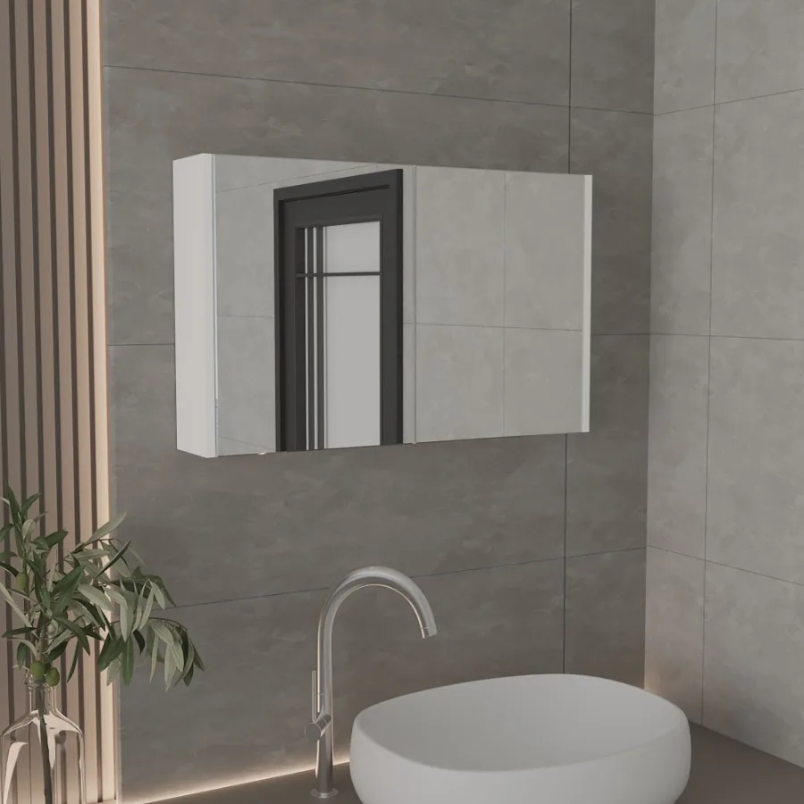 

Medicine Cabinet 19.70 H with 2 Doors 3 Shelves 2 Mirrors White