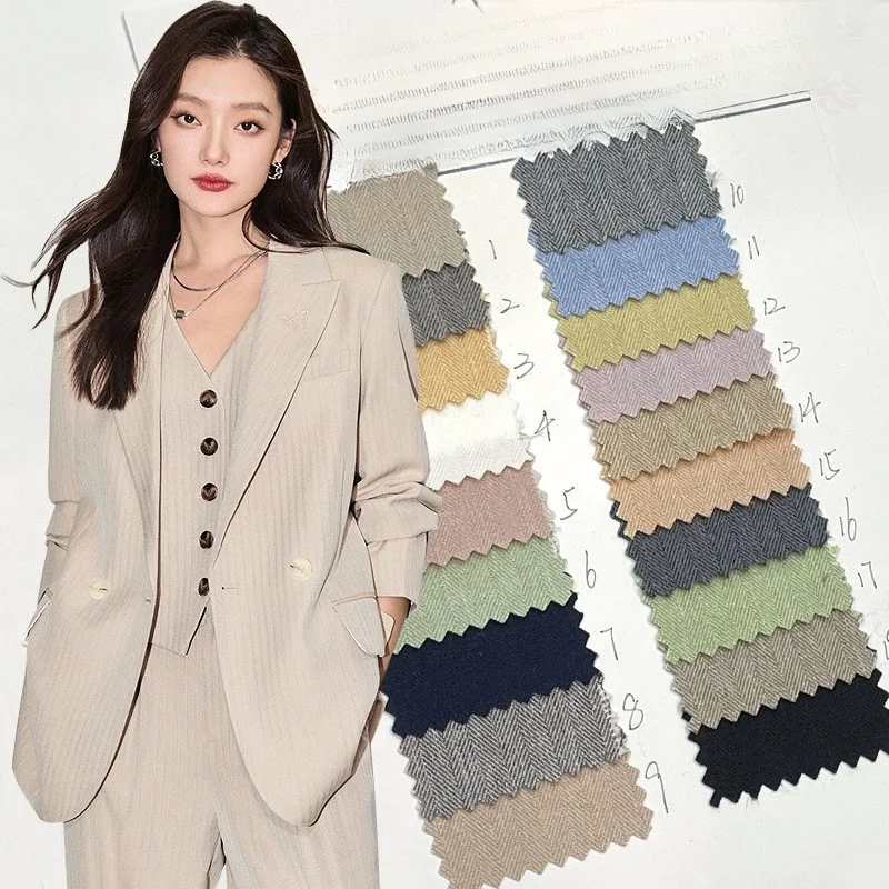 Spring and Autumn Suit Skirt Fashion Fabric Polyester Stretch Herringbone Uniform Work