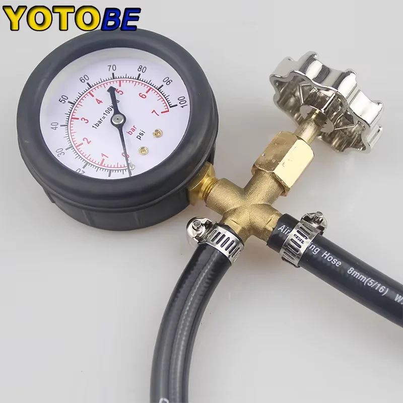 Quick Connected Fuel Injection Pump Pressure Gauge Tester with Valve 0-100PSI