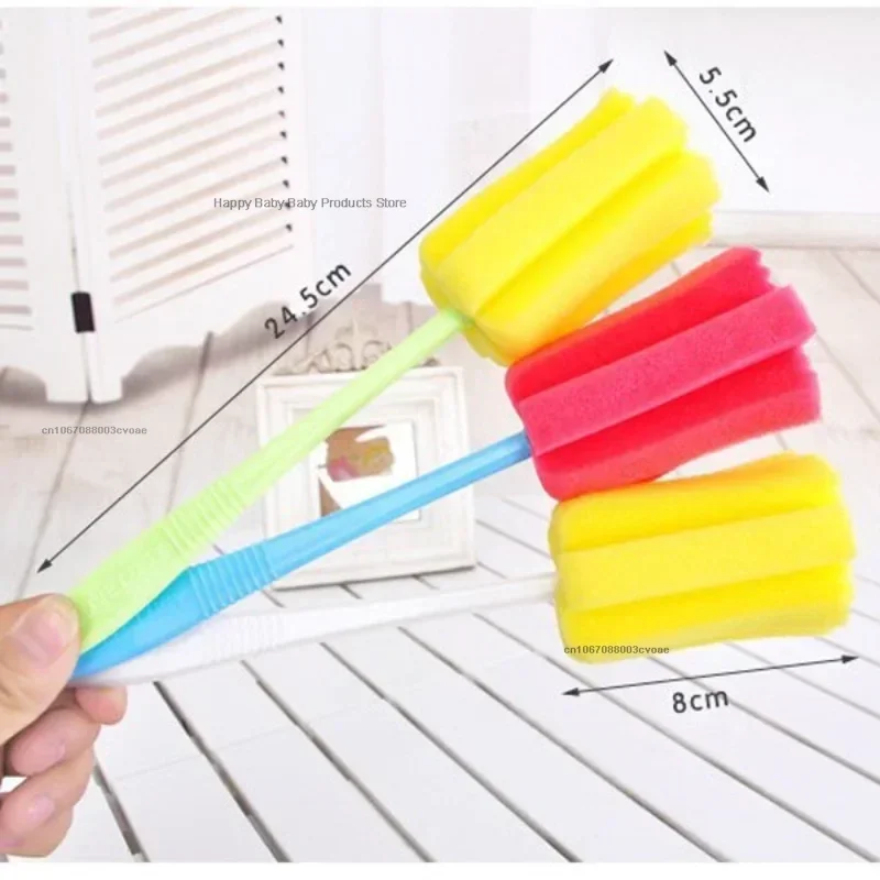 Baby Bottle Brush Sponge Rotation Baby Pacifier Feeding Cup Nipple Cleaning Brushes Handheld Soft Head Washing Brush Cleaning