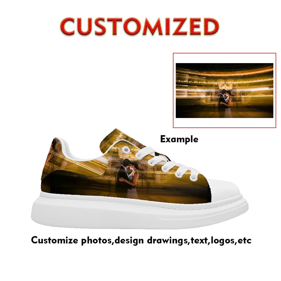 

Custom logo text image casual shoes high quality fashion shoes and white shoes for man and woman