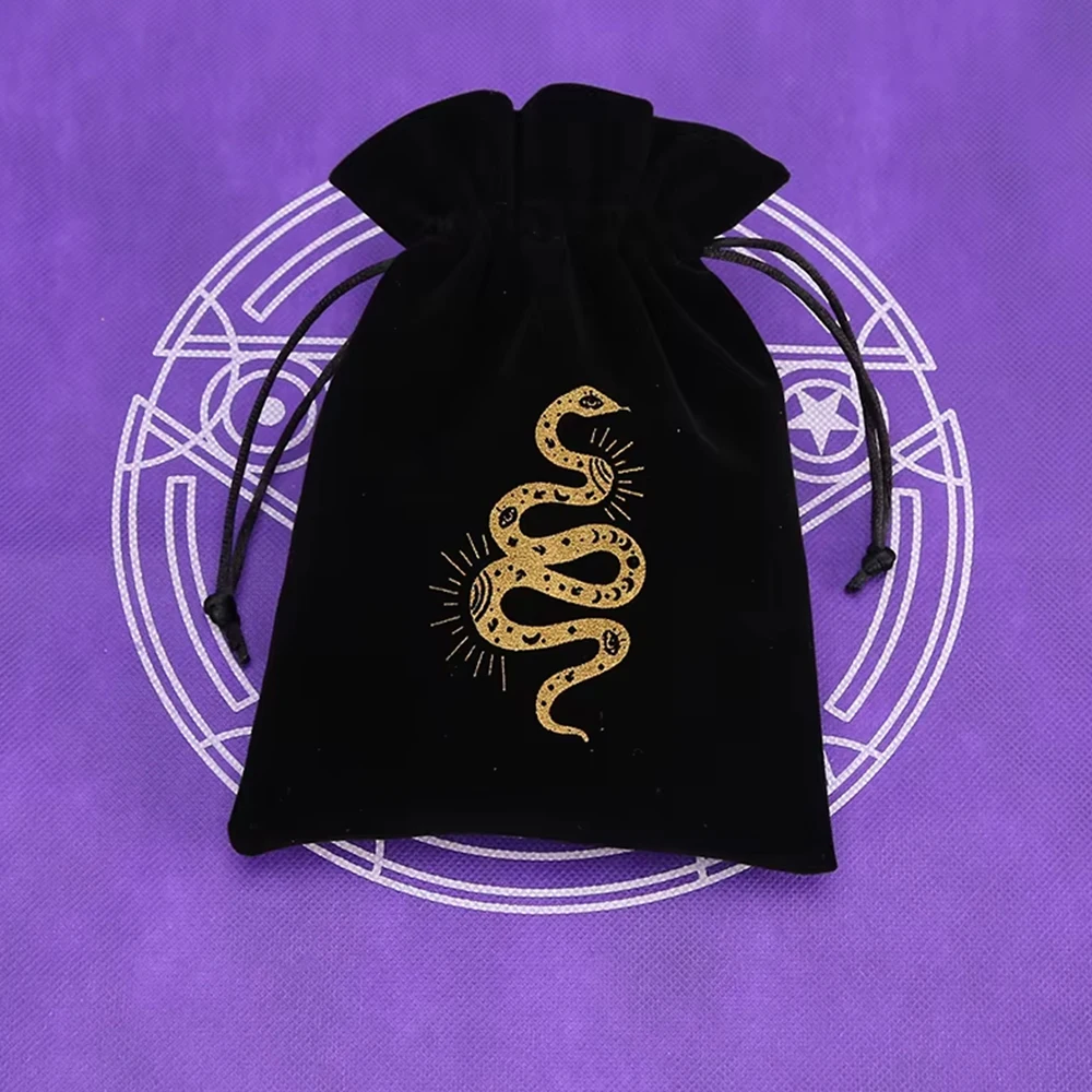 Velvet Drawstring Tarot Storage Bag with Embroidery Design