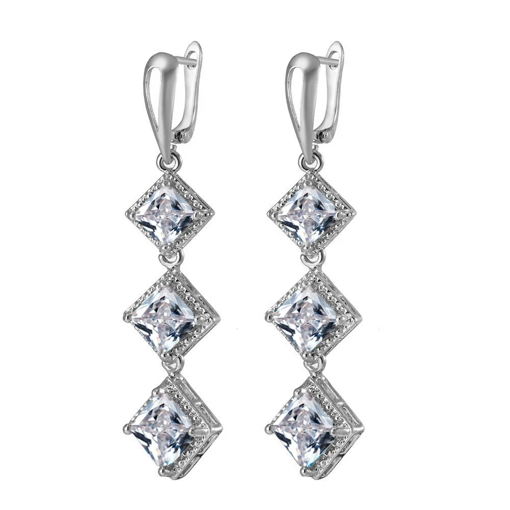 Exquisite New Zircon Inlaid Medium Long Earrings for Women with Trendy, Personalized and Elegant Design, As A First Accessory