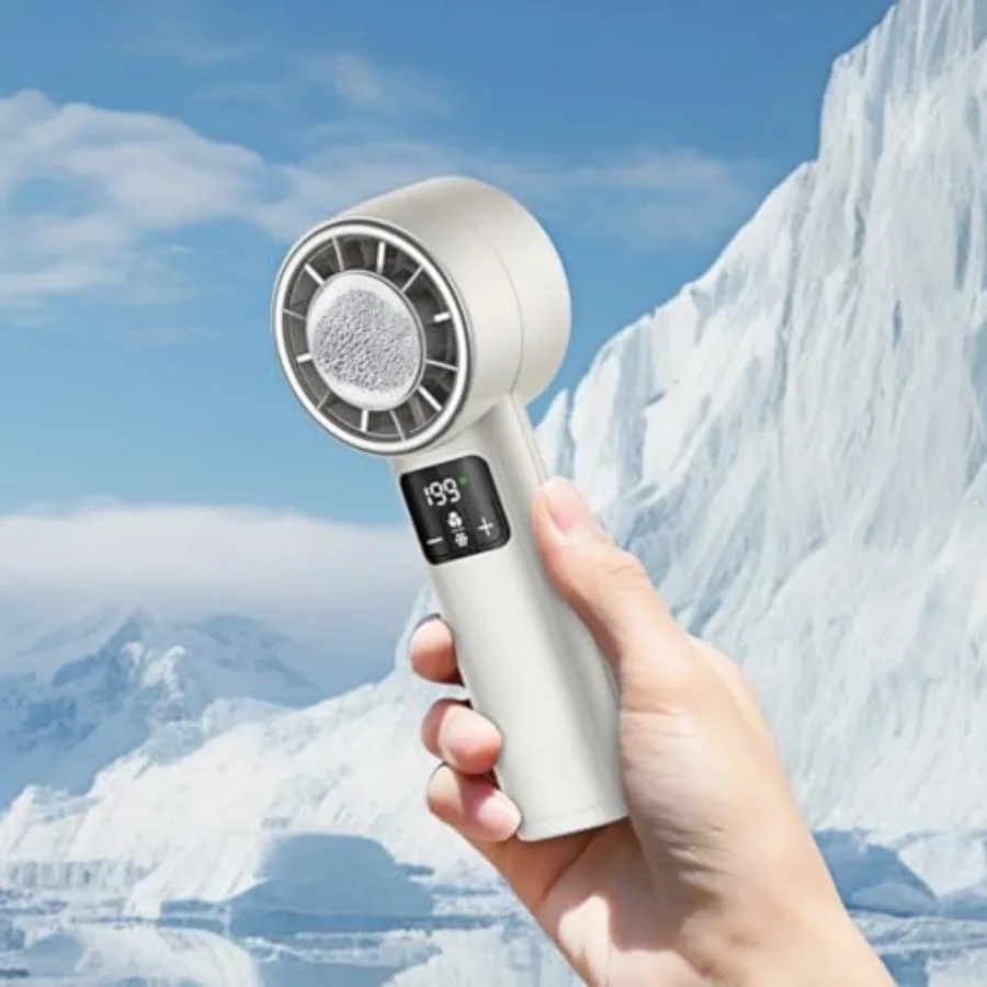 

Portable Handheld Turbo Fan, Rechargeable Hand Cooling Fan, One Key Ice Cooling Pad, Perfect for Travel Camping, 199 Speeds. Wh
