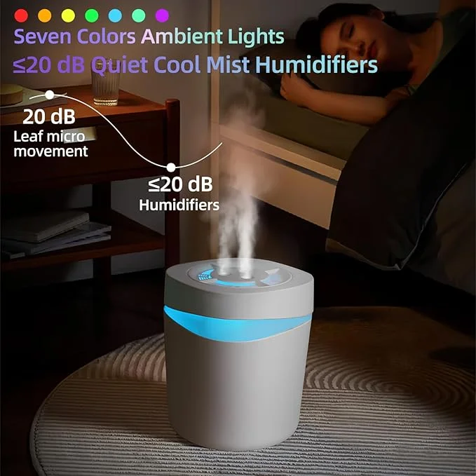 Humidificateur d'air USB pour chambre à coucher et bureau, avec veilleuse colorée, Spray de Purification, appareil ménager hydratant