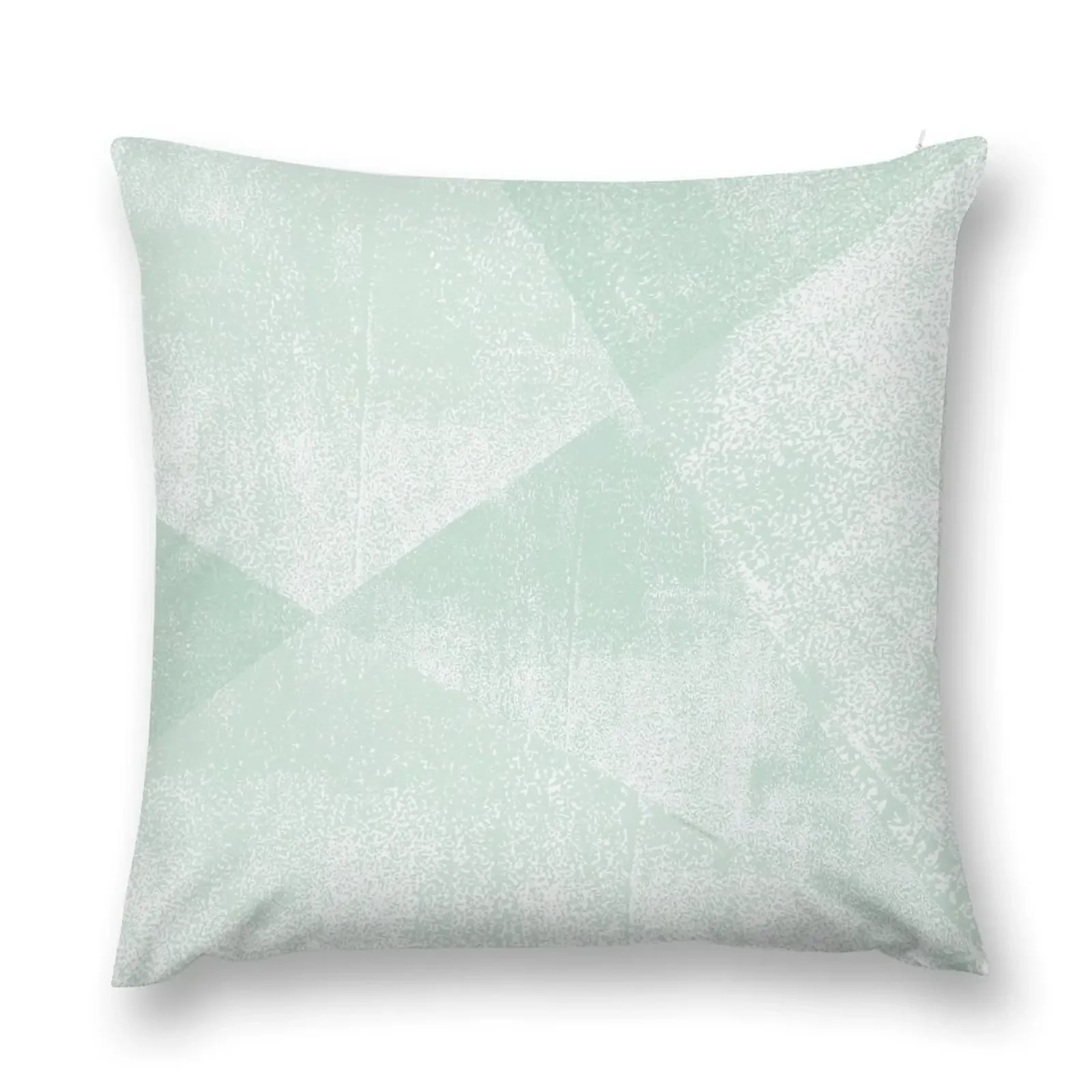 Mint Green and White Geometric Triangles Lino-Textured Print Throw Pillow Cushion Covers For Living Room Pillow Cases pillow