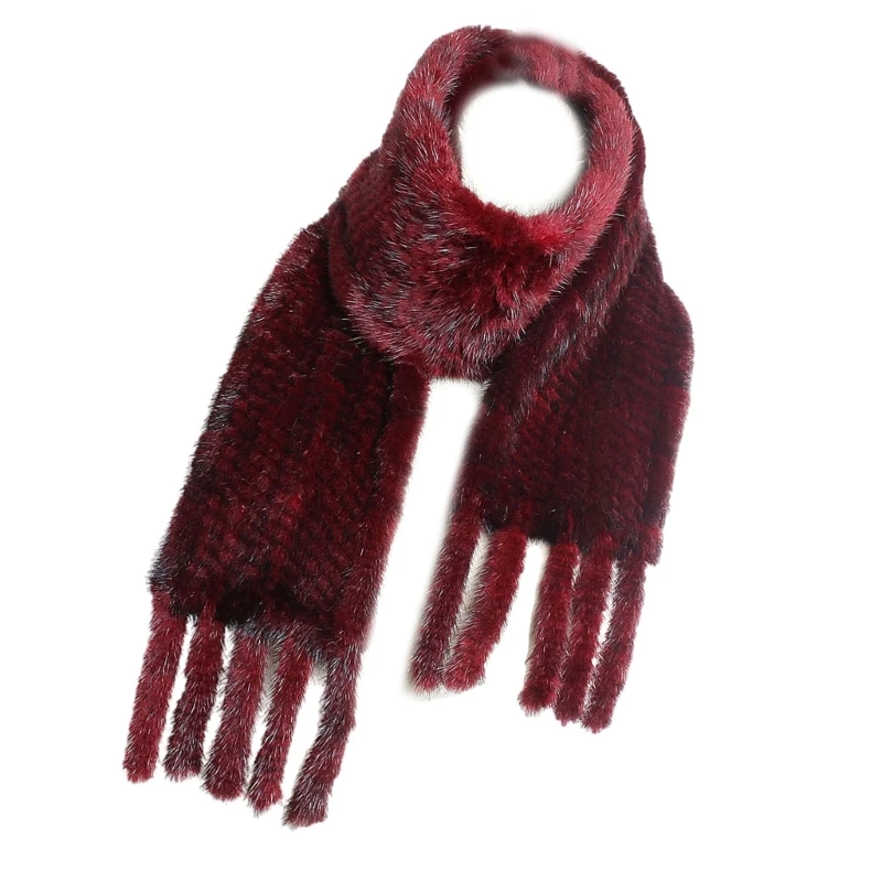 Winter Neck Scarf Furry Scarf Soft Tassels Furred Neck Wrap for Women Girls