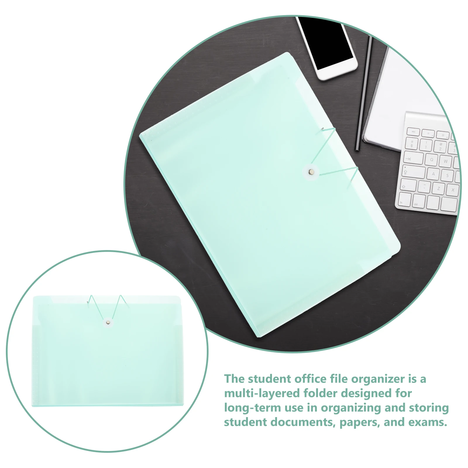 

Expandable File Folder Documents Information Book Organizer High Capacity Green Paperwork Holder Office