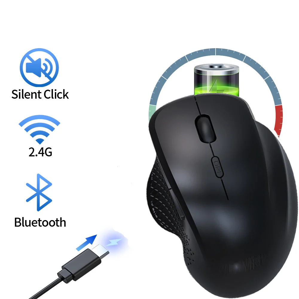 

Bluetooth Mouse 2.4G Dual Mode Switch Ergonomic Rechargeable Wireless Mute Mause Verical Office Computer USB Mice For Laptop PC