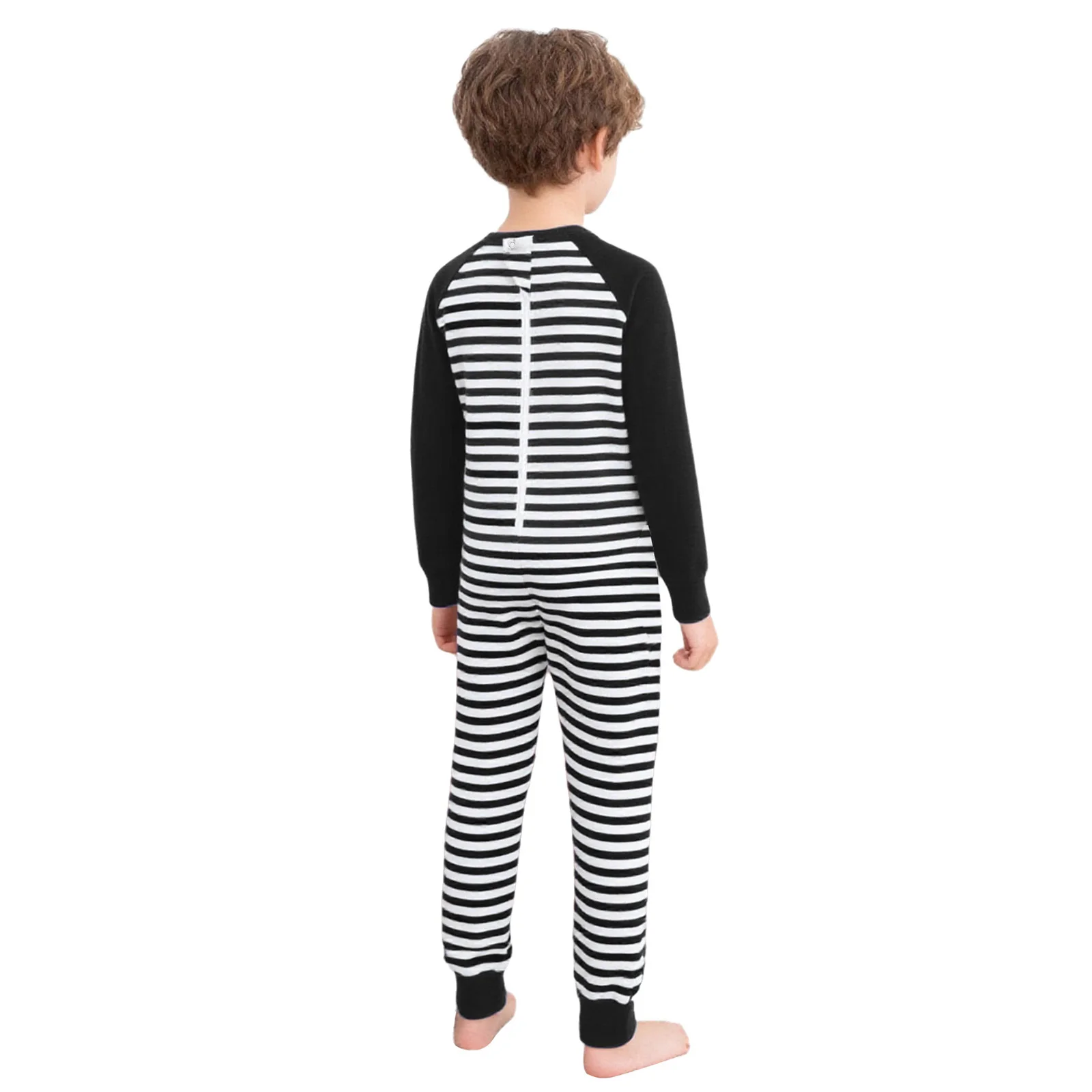 Kid Boys Girls Special Needs Jumpsuit Adaptive Clothing Long Sleeve Full Length Anti-Strip Back Zipper Stripes Rompers One-piece view 4