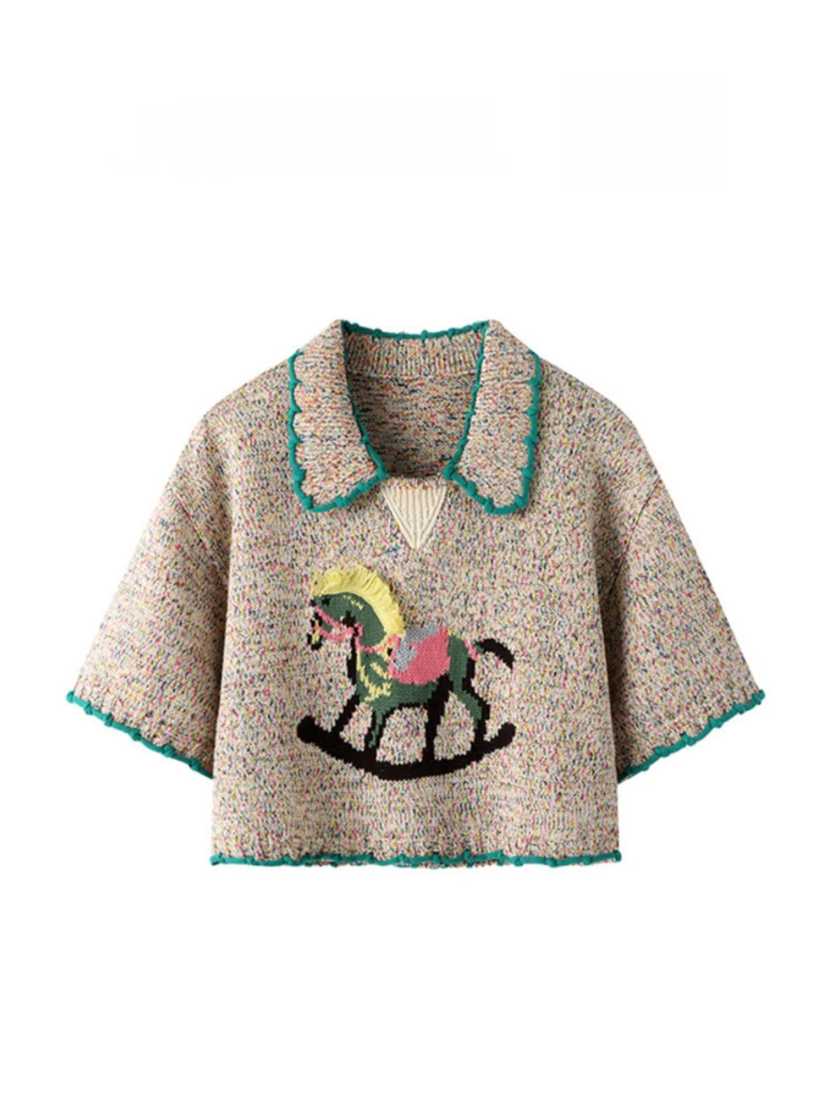 

Новая летняя женская трикотажная футболка с коротким рукавом и мультяшной вышивкой, повседневная, дышащая, для активного отдыха