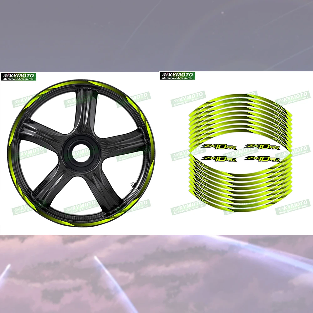

Для ZX-10RR ZX10RR светоотражающие передние и задние колеса мотоцикла, 17-дюймовые наклейки, полосы ступицы, аксессуары для обтекателя, украшение