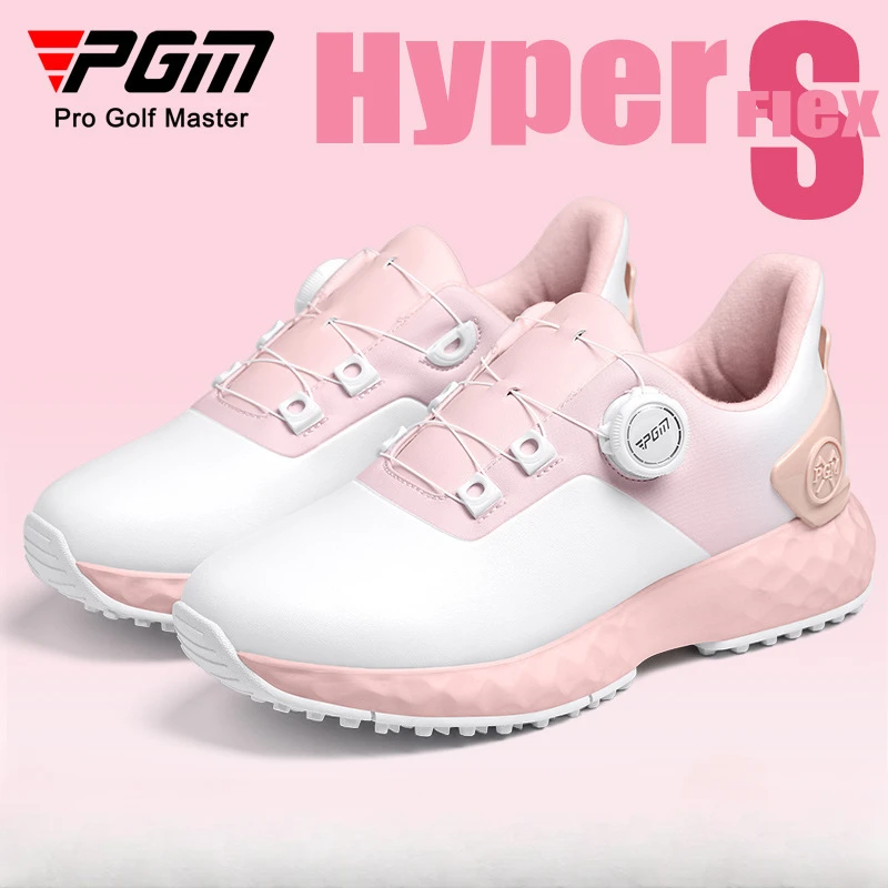 PGM Women's Shoes Waterproof Sports Shoes Sakura Golf Sneakers Anti Slip Lightweight Knob Comfortable Cushioning XZ364