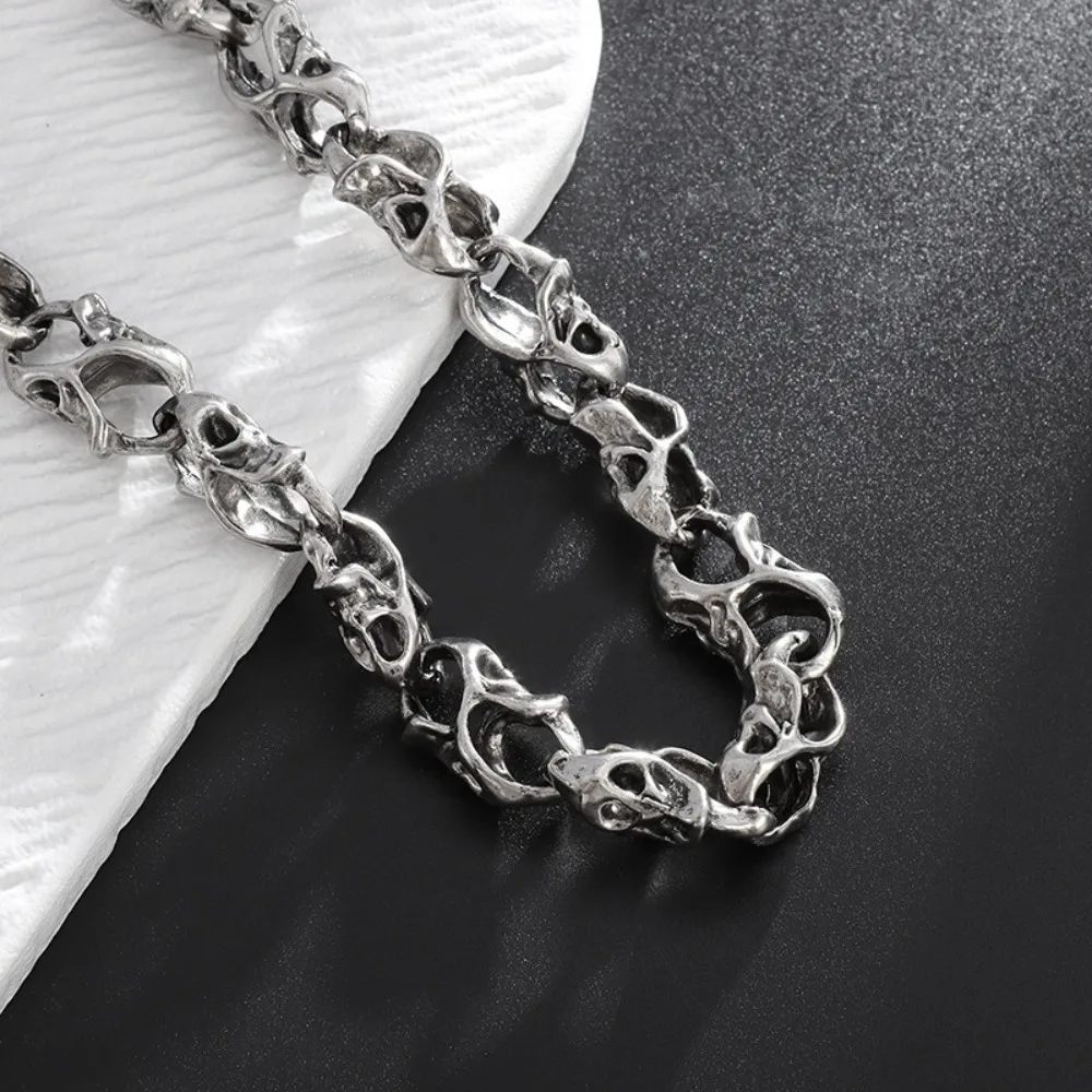 High Quality Alloy Gothic Punk Heavy Waist Chain Silver 40/60cm Men Skull Wallet Chain Durable Hip Hop Rock Jeans Keychain