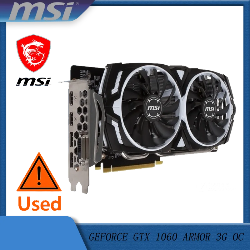 بطاقة رسومات MSI GAMING GeForce GTX 1060 3GB GDRR5 192-bit HDCP تدعم DirectX 12 Dual Fan VR Ready OC (GTX 1060 ARMOR 3G OC)
