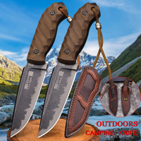 WPKOPYA U.S.A Linen handle 6mm reinforced DC53 steel All Tang Outdoor hunting, jungle survival knife, EDC multi-purpose knife