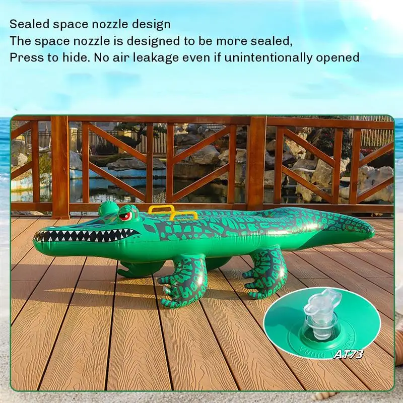 ركوب الزواحف، عوامة حمام سباحة قابلة للنفخ على شكل تمساح للأطفال، شاطئ وحمام سباحة ممتع، عوامة حمام سباحة عملاقة قابلة للنفخ