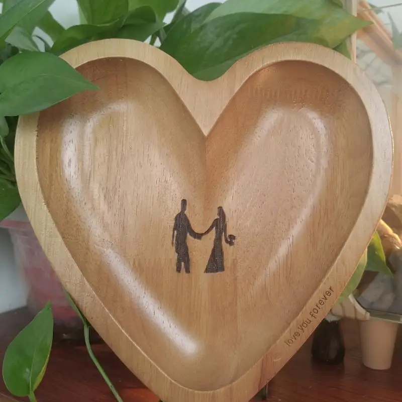 Wooden Love-shaped Religious Prayer Bowl Gifts Prayer Room Ambiance Decorative Bowls for Religious Christian Congregation