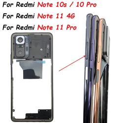 Quadro médio para Xiaomi Redmi Note 10 Pro, moldura frontal, estojo traseiro, placa de matrícula, nota 11 Pro 5G, 21091116I, 2201116SG