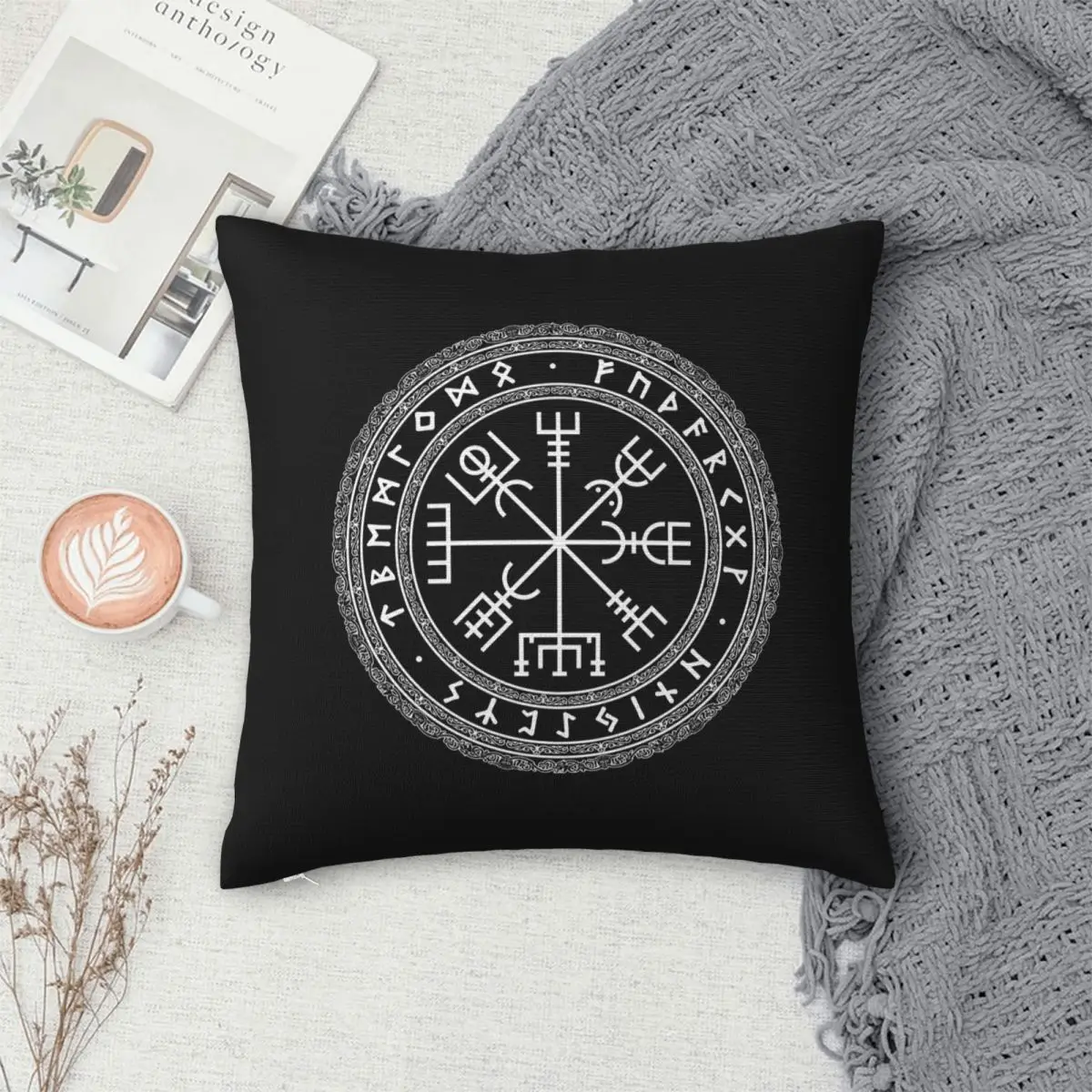Viking Protection Talisman Amulet Square Pillowcase Cushion Cover Pillow Case Throw Pillow Cover for Home Bedroom Car