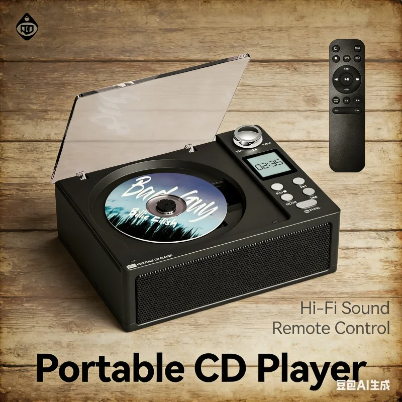 Sistema de Áudio Doméstico Tudo-em-Um: Toca-Discos de Vinil, CD Player, Caixa de Som Bluetooth e Rádio FM