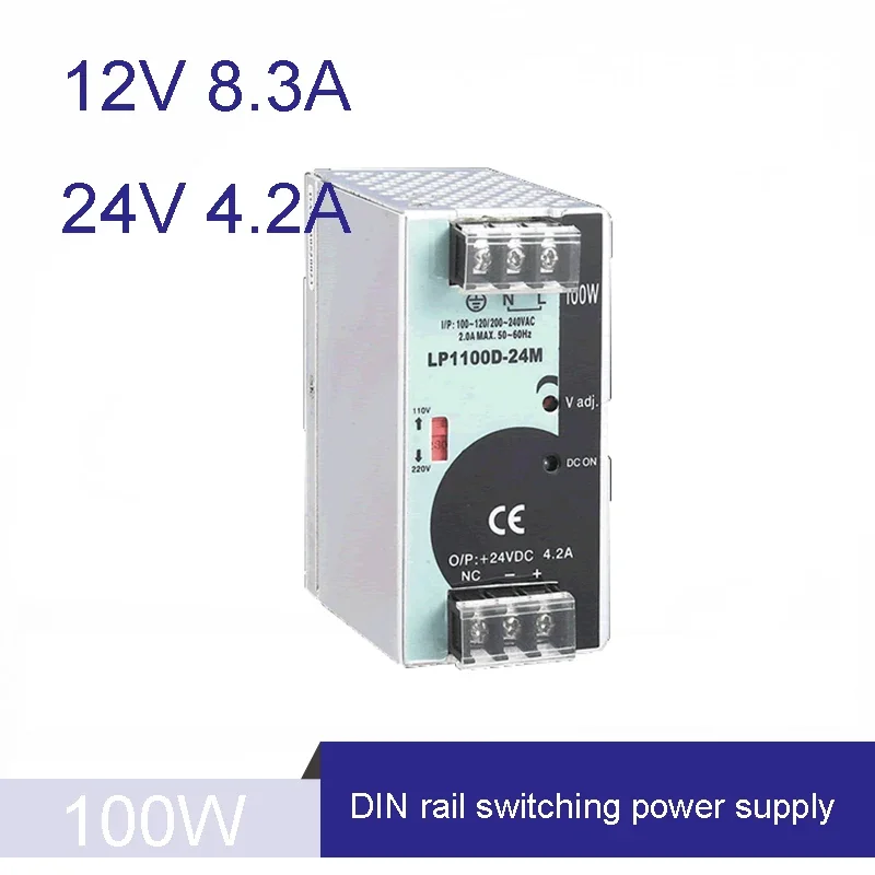 100W 12V 24V din rail Single Output switching power supply 110V/220V input with with voltmeter voltage display montior